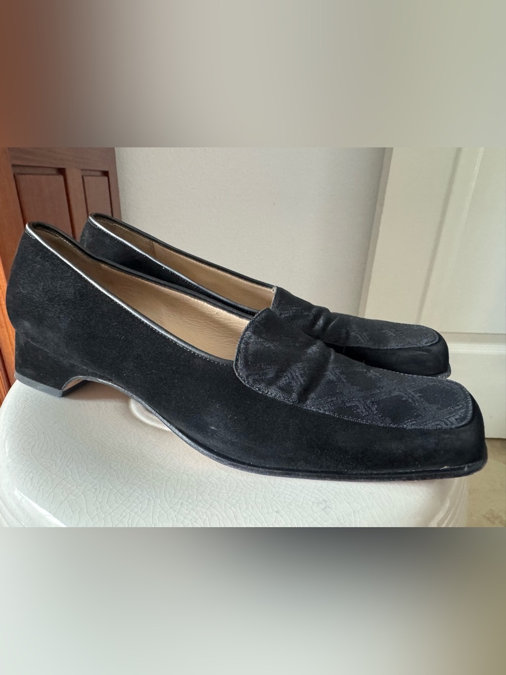 Salvatore Ferragamo Black Suede Slip-On Loafers (9AA)